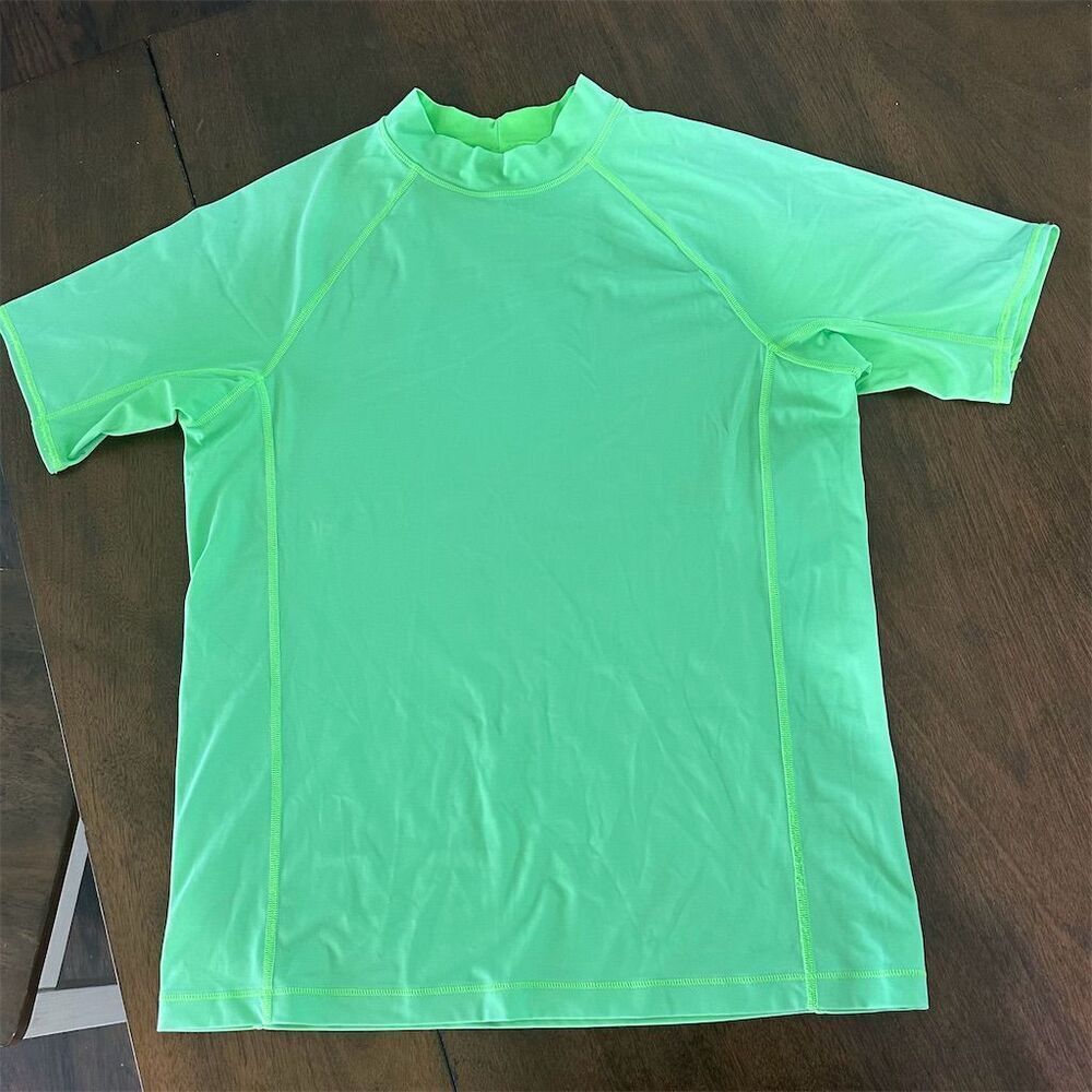 Lands' End Kids XL Neon Green Short Sleeve Rash Guard‎ UPF 50 - Picture 2 of 6